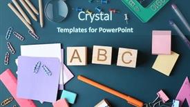 Presentation with abc - Beautiful slide deck featuring alphabet blocks blackboard - composition of colourful stationery backdrop and a ocean colored foreground