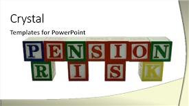  Presentation with blocks - Audience pleasing presentation theme consisting of alphabet blocks spelling pension risk backdrop and a white colored foreground