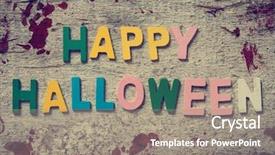  Presentation with words - Slide deck having alphabet border - colorful words happy halloween made background and a gray colored foreground