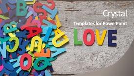  Presentation with alphabet border - Colorful PPT theme enhanced with alphabet border - colorful words love made backdrop and a gray colored foreground