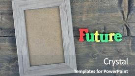  Presentation with alphabet border - Colorful slide deck enhanced with alphabet border - future word on wooden table backdrop and a gray colored foreground