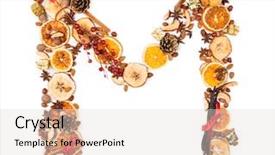  Presentation with white christmas - Presentation theme consisting of alphabet border - letter m made of christmas background and a lemonade colored foreground