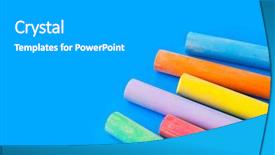  Presentation with chalk - Colorful slides enhanced with alphabet border - pieces of chalk isolated backdrop and a light gray colored foreground