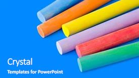  Presentation with blue puzzle pieces - Presentation design having alphabet border - pieces of chalk isolated background and a gray colored foreground