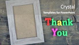  Presentation with leather craft work table - Audience pleasing slide deck consisting of alphabet border - thank you word on wooden backdrop and a gray colored foreground