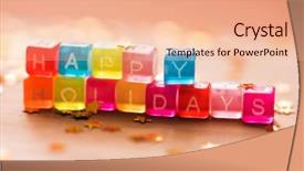  Presentation with happy holidays - Presentation having alphabet cubes with gold stars background and a coral colored foreground