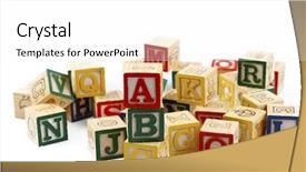 Presentation with alphabet - Presentation theme enhanced with alphabet learning blocks on plain background background and a white colored foreground