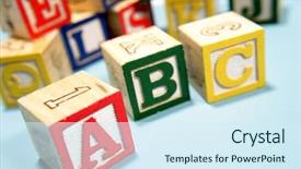  Presentation with buillding blocks - Cool new slide set with alphabet learning blocks backdrop and a sky blue colored foreground