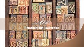  Presentation with old wood - Cool new presentation theme with alphabet - letterpress wood type printing blocks in old typesetter drawer isolated on white backdrop and a coral colored foreground