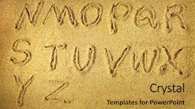  Presentation with alphabet - Presentation theme featuring alphabet letters handwritten in sand background and a yellow colored foreground