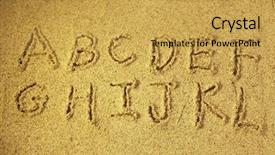  Presentation with alphabet - Cool new slide set with alphabet letters handwritten in sand backdrop and a yellow colored foreground