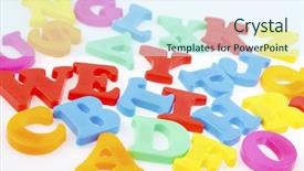  Presentation with alphabet - Audience pleasing slides consisting of alphabet letters on plain background backdrop and a cool aqua colored foreground