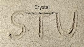  Presentation with alphabet - Audience pleasing theme consisting of alphabet letters s t u handwritten in sand on beach backdrop and a mint green colored foreground