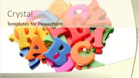  Presentation with alphabet - Colorful slides enhanced with jumbled - alphabet letters backdrop and a cream colored foreground
