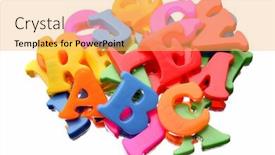  Presentation with alphabet - Beautiful PPT theme featuring jumbled - alphabet letters backdrop and a yellow colored foreground