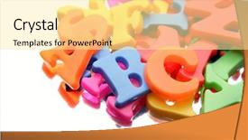  Presentation with alphabet - PPT theme consisting of alphabet letters background and a blonde colored foreground