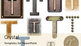  Presentation with alphabet - PPT theme consisting of alphabet made of wood metal background and a blonde colored foreground