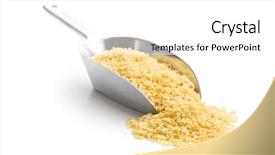  Presentation with pasta - Presentation theme enhanced with alphabet pasta in metal scoop background and a white colored foreground