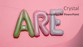  Presentation with balloons - Presentation theme featuring alphabet-shaped-balloons-of-different background and a lemonade colored foreground