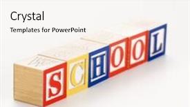  Presentation with school building - Beautiful theme featuring alphabet toy building blocks spelling the word school backdrop and a cream colored foreground