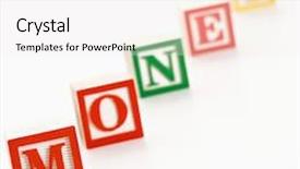  Presentation with building blocks - Beautiful PPT theme featuring alphabet toy building blocks spelling the word money backdrop and a white colored foreground