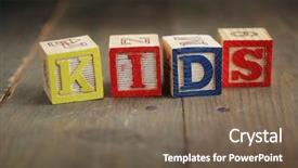  Presentation with kids alphabet - Audience pleasing slides consisting of alphabet wood blocks forming backdrop and a violet colored foreground