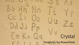  Presentation with alphabet - PPT theme featuring alphabet written on a sand background and a coral colored foreground