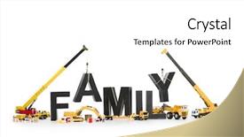 Presentation with black family - Colorful presentation enhanced with concept black alphabetic letters building backdrop and a white colored foreground