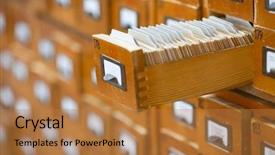  Presentation with archive - Slides enhanced with alphabetical archive - database concept vintage cabinet library background and a coral colored foreground