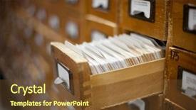  Presentation with archive - Colorful PPT layouts enhanced with alphabetical archive - database concept vintage cabinet library backdrop and a tawny brown colored foreground