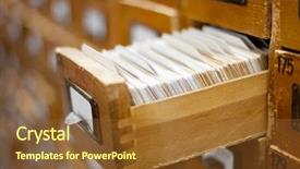  Presentation with database - Cool new theme with alphabetical archive - database concept vintage cabinet library backdrop and a tawny brown colored foreground