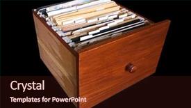  Presentation with secure drawer - PPT layouts with alphabetical archive - photo of documents drawer background and a wine colored foreground