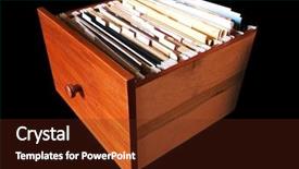  Presentation with file drawer - PPT theme featuring alphabetical archive - photo of file cabinet drawer background and a tawny brown colored foreground