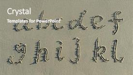  Presentation with footprints and sand beach - Theme having alphabets words - alphabet letters handwritten in sand background and a gray colored foreground