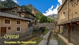  Presentation with alpine - Presentation theme with alpine-creek-flows-under-medieval background and a tawny brown colored foreground