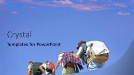  Presentation with macedonia - Theme with alpine expedition going towards peak korab macedonia background and a light blue colored foreground