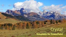  Presentation with europe - Presentation theme consisting of alpine-fields-of-seiser-alm background and a tawny brown colored foreground