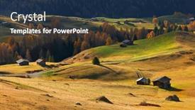  Presentation with europe - Presentation design consisting of alpine-fields-of-seiser-alm background and a navy blue colored foreground