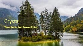  Presentation with pine trees - Beautiful slide deck featuring alpine-lake-di-predil backdrop and a tawny brown colored foreground
