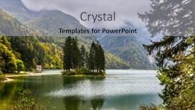  Presentation with pine trees - Cool new theme with alpine-lake-di-predil backdrop and a light gray colored foreground