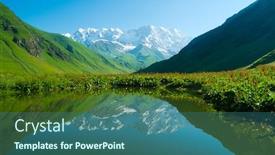  Presentation with mountain lake - Cool new PPT theme with alpine-lake-near-ushguli-svaneti backdrop and a ocean colored foreground