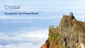  Presentation with alpine - Presentation theme featuring alpine landscape in madeira island portugal europe background and a sky blue colored foreground