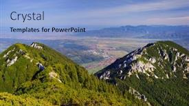  Presentation with alpine - Slide deck having alpine-landscape-in-piatra-craiului background and a light blue colored foreground