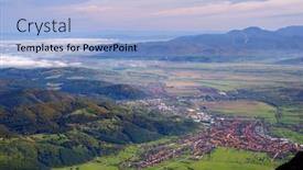  Presentation with alpine - Beautiful PPT theme featuring alpine-landscape-in-piatra-craiului backdrop and a light blue colored foreground