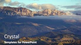  Presentation with mountains fantasy abstract nature landscape - PPT theme featuring alpine-landscape-of-bucegi-mountains background and a ocean colored foreground