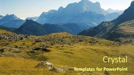  Presentation with alpine - Presentation design consisting of alpine-landscape-of-dolomites-mountains background and a tawny brown colored foreground