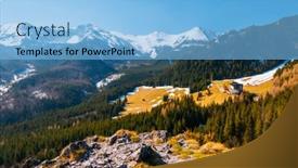  Presentation with alpine - Cool new PPT theme with alpine-meadows-and-snowy-peaks backdrop and a light blue colored foreground