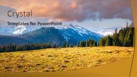  Presentation with springtime - Beautiful PPT theme featuring alpine-meadows-are-covered-crocus backdrop and a coral colored foreground