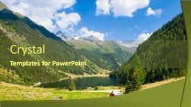  Presentation with alpine - Presentation with alpine-mountain-lake-riesachsee-near background and a tawny brown colored foreground