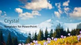  Presentation with springtime - Presentation design featuring alpine-pastures-are-covered-magic background and a light blue colored foreground